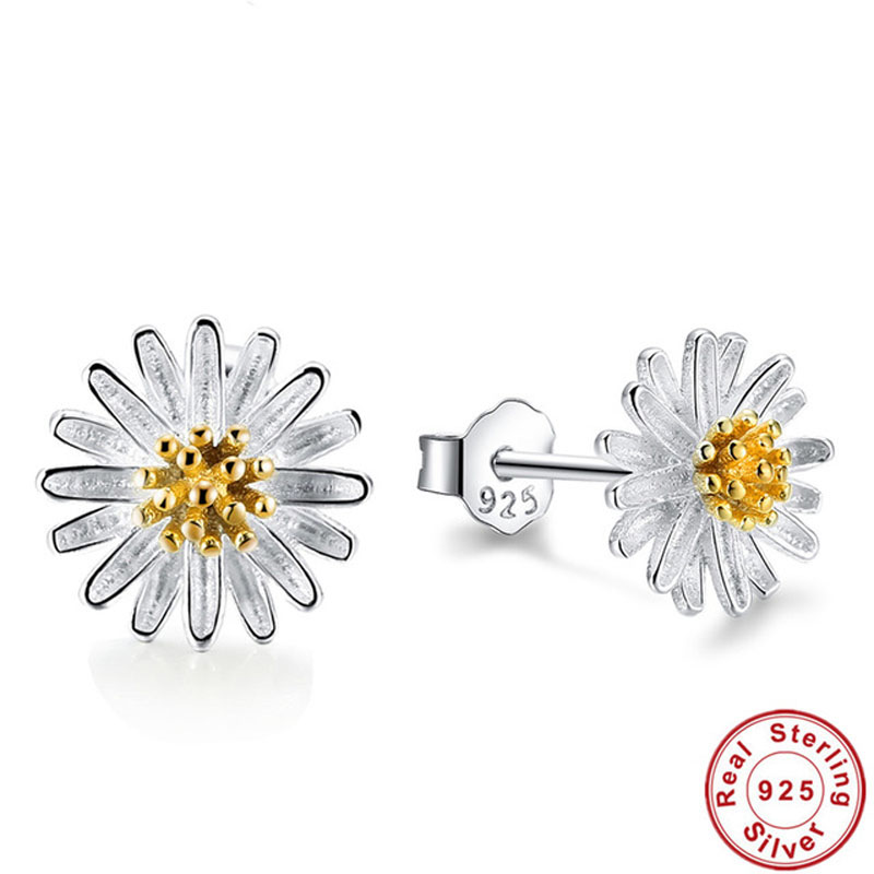 Women Accessories Picture - Real 925 prata esterlina margarida flor