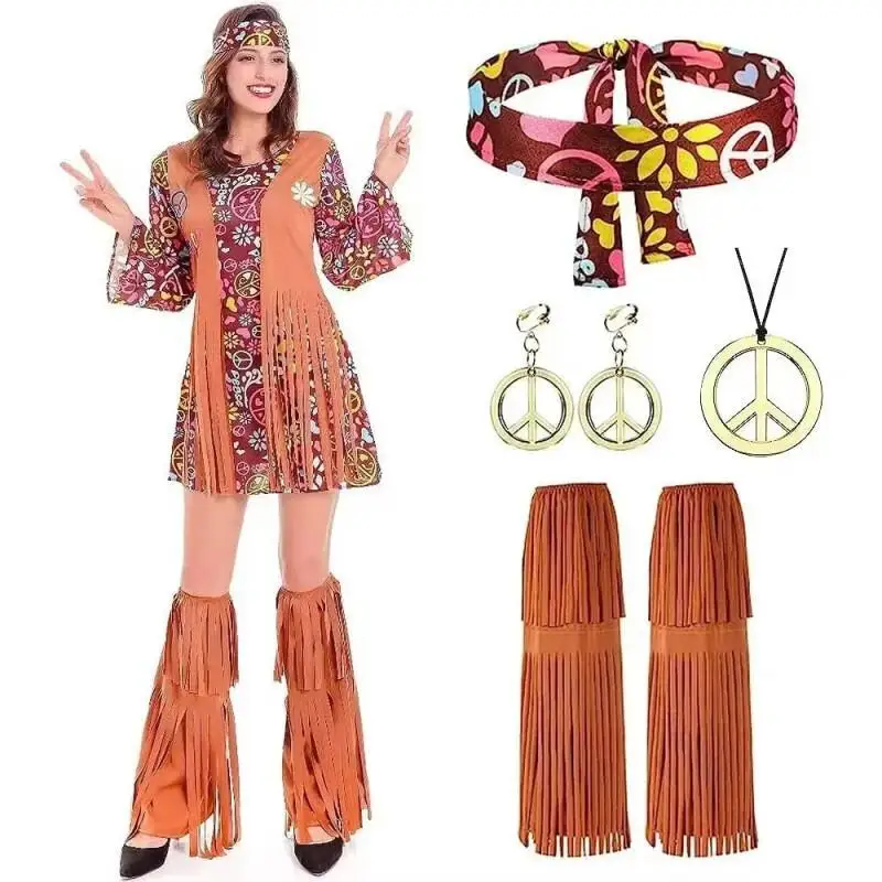 Women'S Accessories In The 70S - Conjunto Completo de Fantasia Vintage Hippie