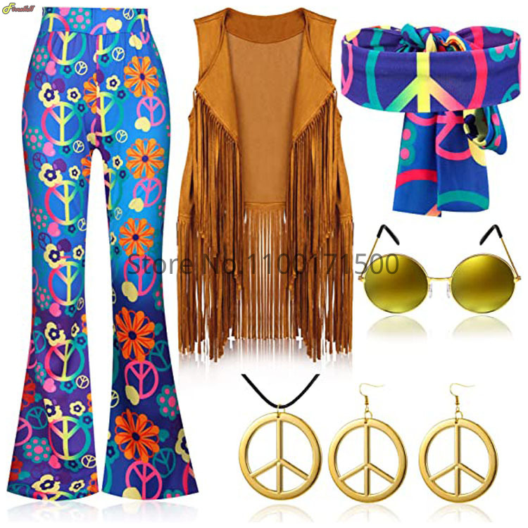 Women'S Accessories In The 70S - Halloween Hippie Costume Set para Mulheres,