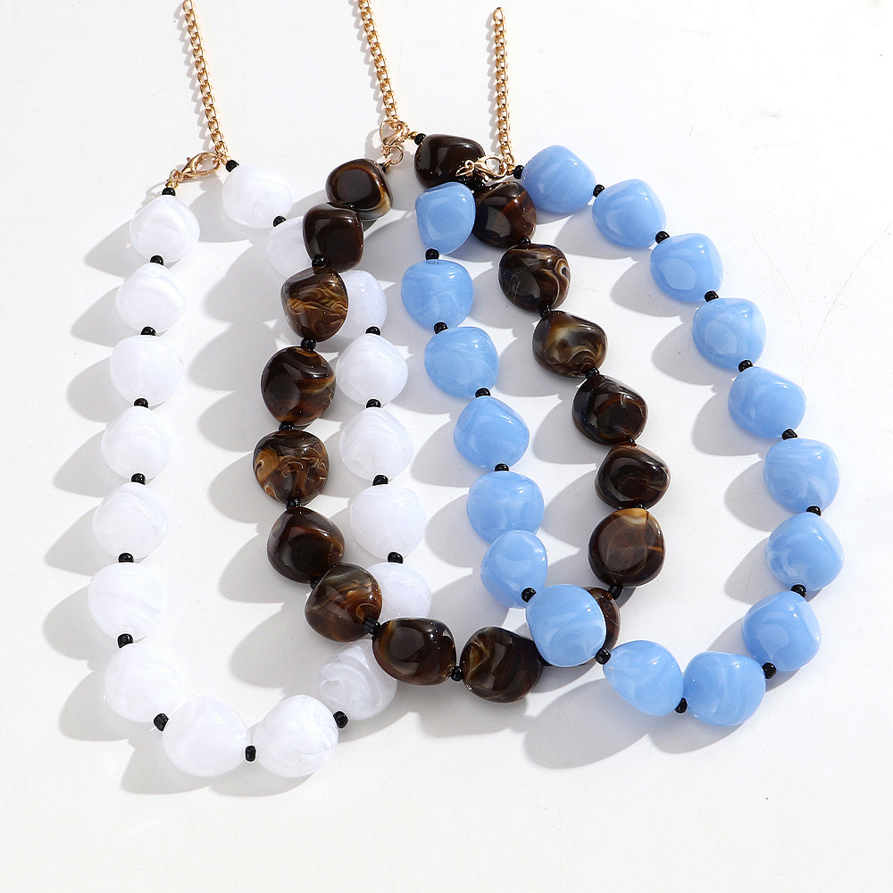 Resin Bangle Bracelet - Colar Choker Boho com Contas Geométricas
