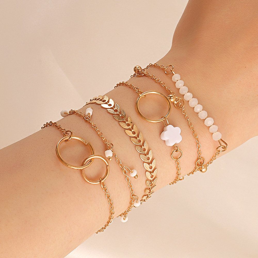 Resin Bangle Bracelet - 6 peça conjunto de ouro cor