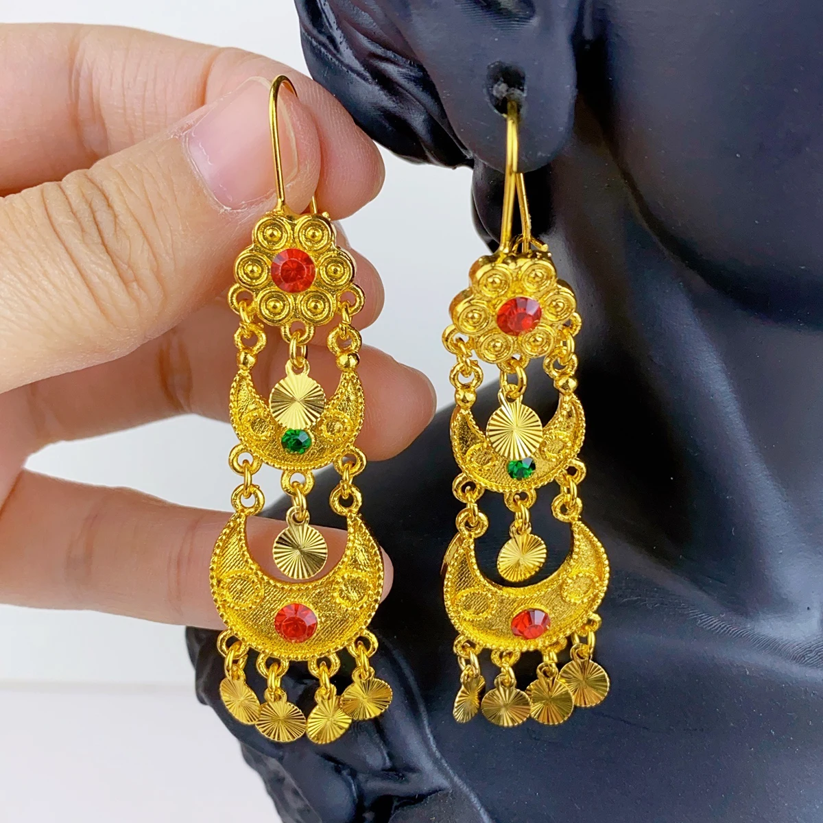 Brincos pendurados indianos, j - Women Accessories Dubai avaliação e preço
