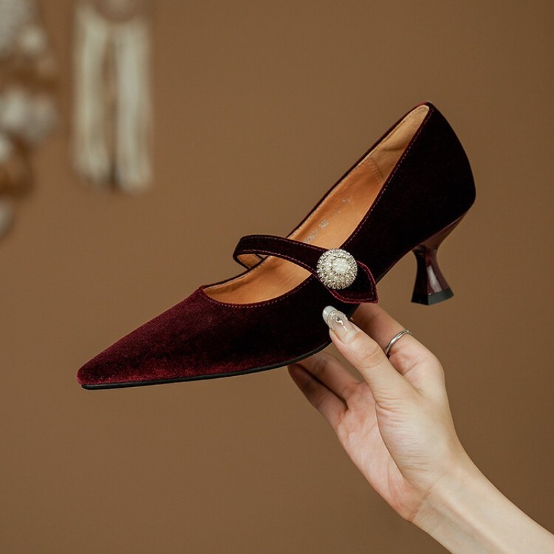 Vinho tinto apontou toe mary j - Women'S Shoes And Accessories avaliação e preço