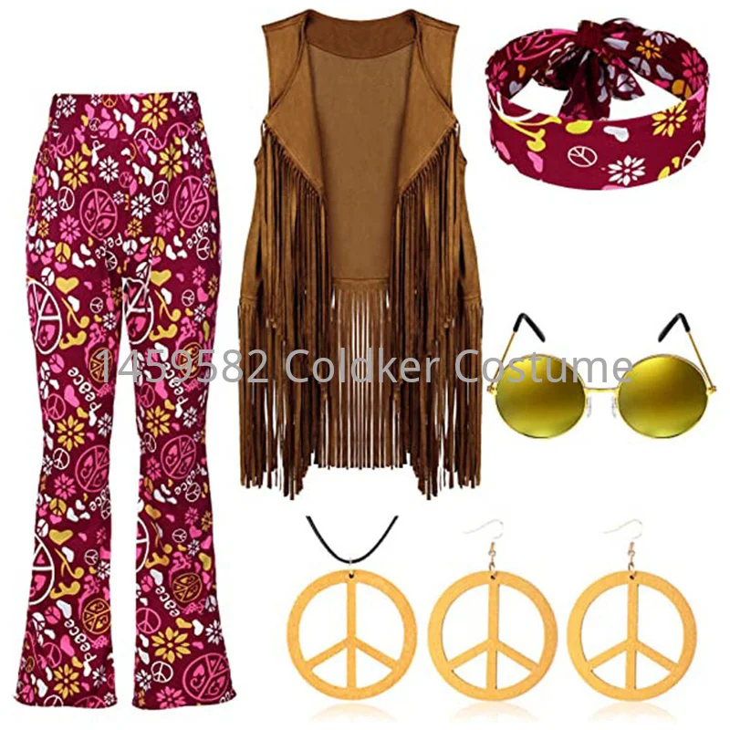 Traje hippie feminino paz amor - Women'S Accessories In The 70S avaliação e preço
