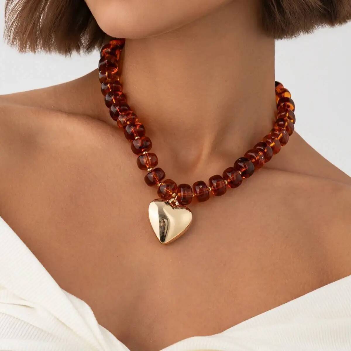 Colar com Pingente de Coração  - Resin Bangle Bracelet avaliação e preço