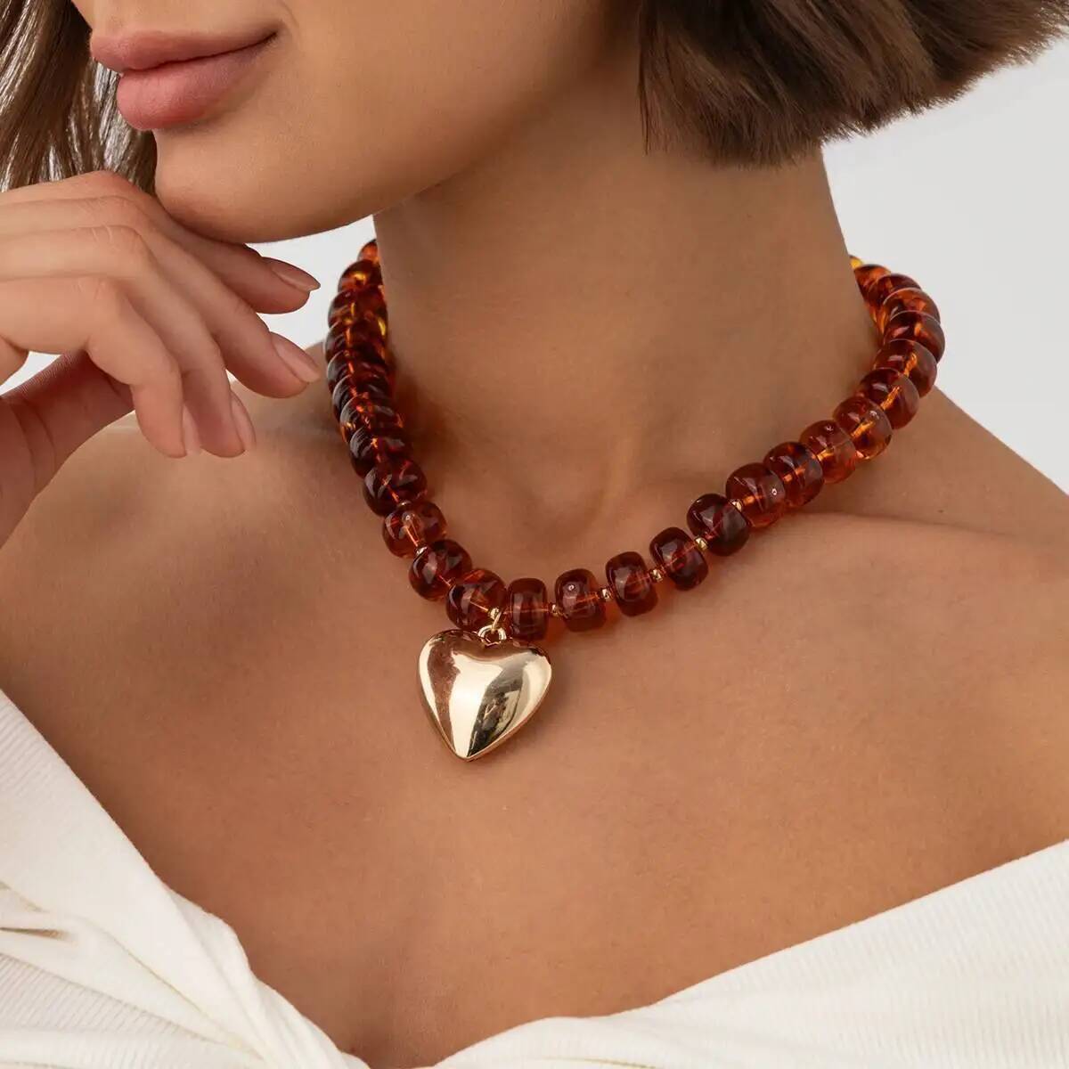 Colar com Pingente de Coração  - Resin Bangle Bracelet avaliação e preço